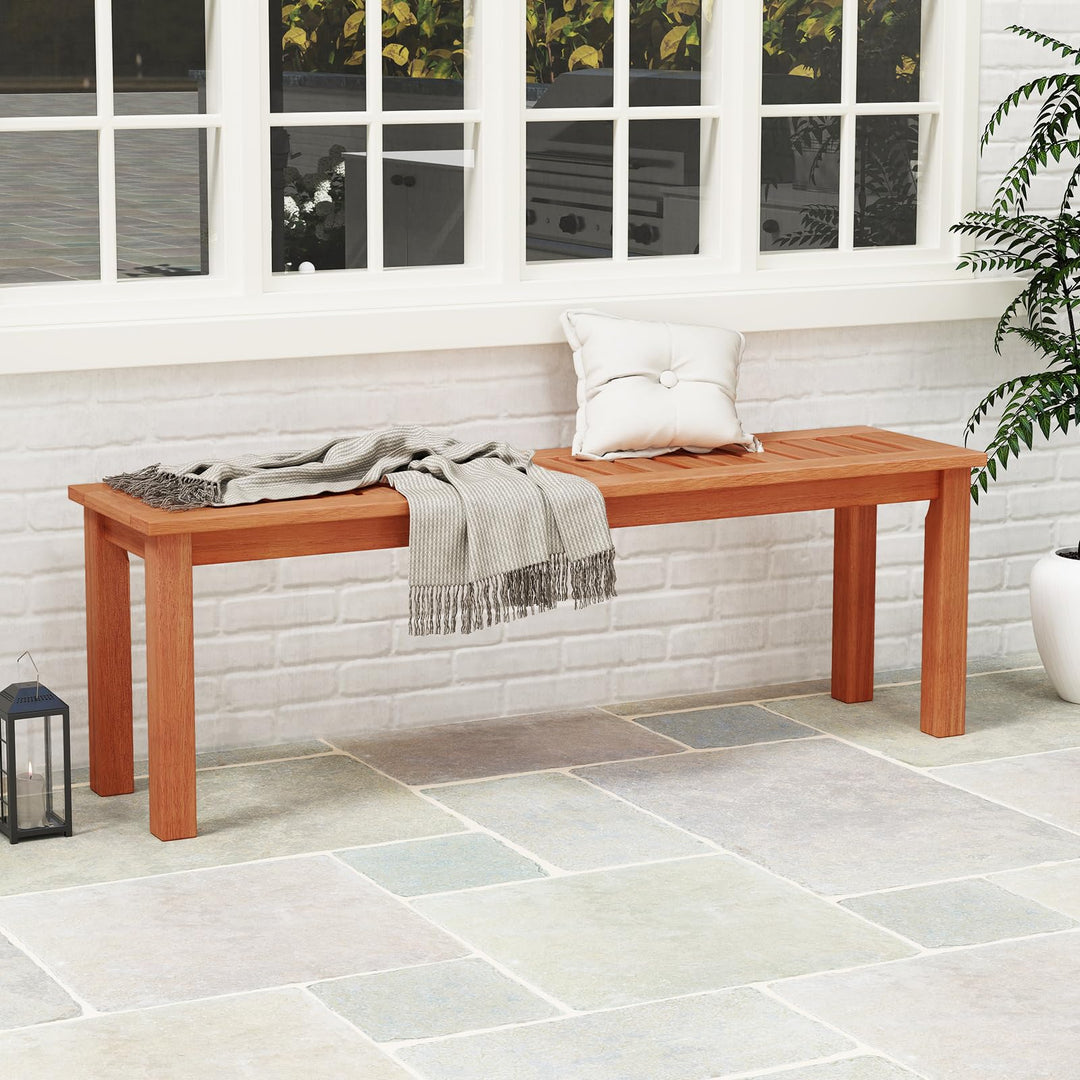 Giantex Outdoor Bench with Slatted Seat for Patio Dining