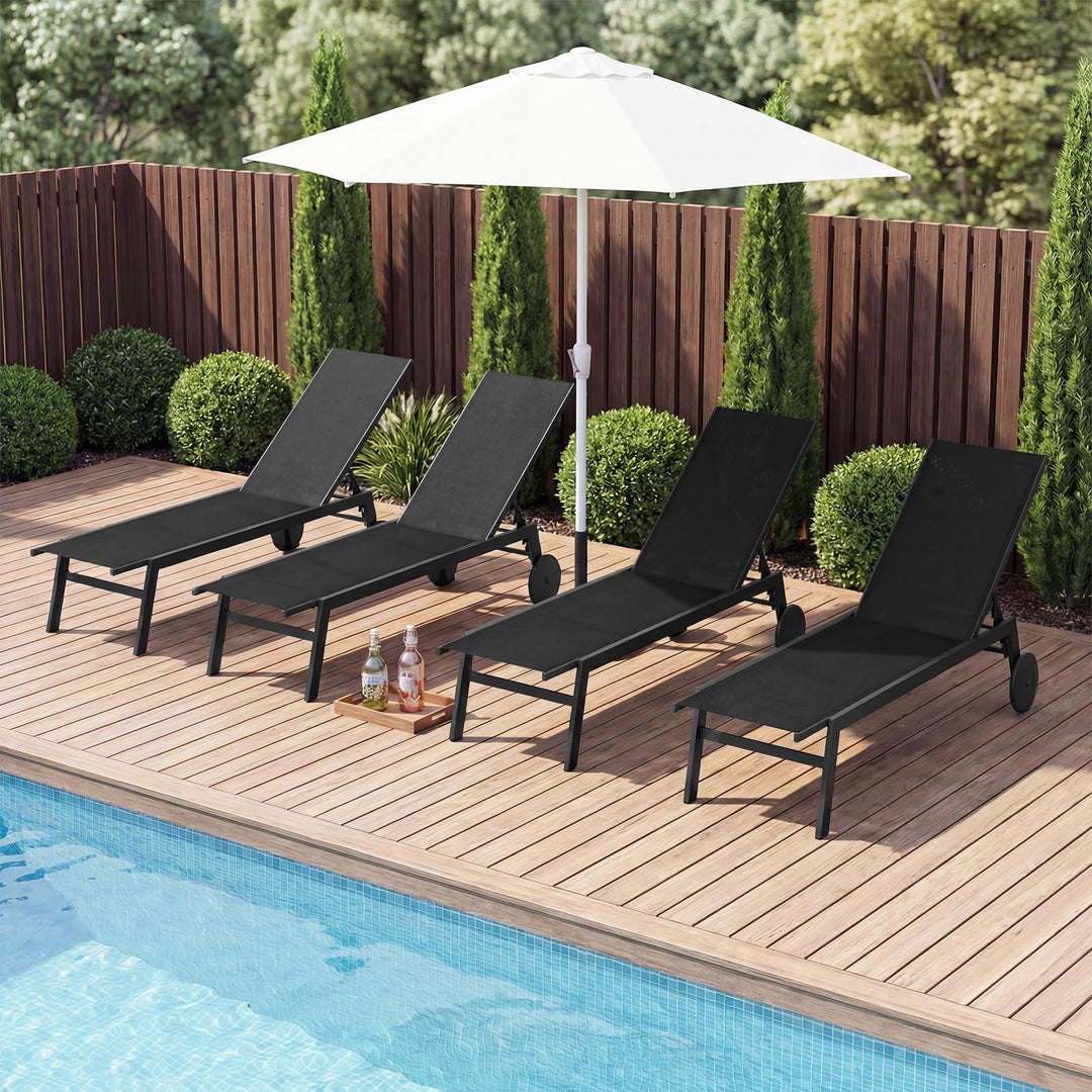 Giantex Patio Chaise Lounge Chair with Wheels and 6-Level Adjustable Backrest (1/2)