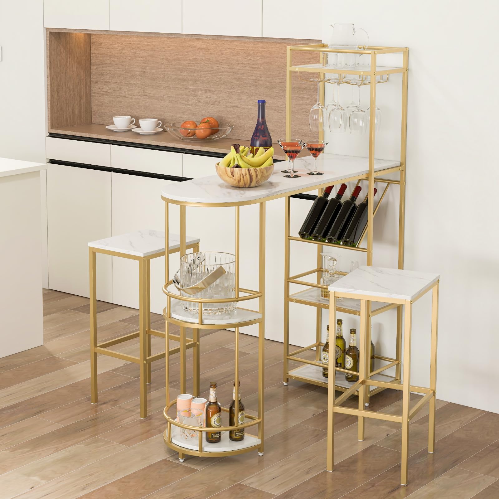 Giantex 3-Piece Bar Table Set - Dining Table & Stools Set for 2