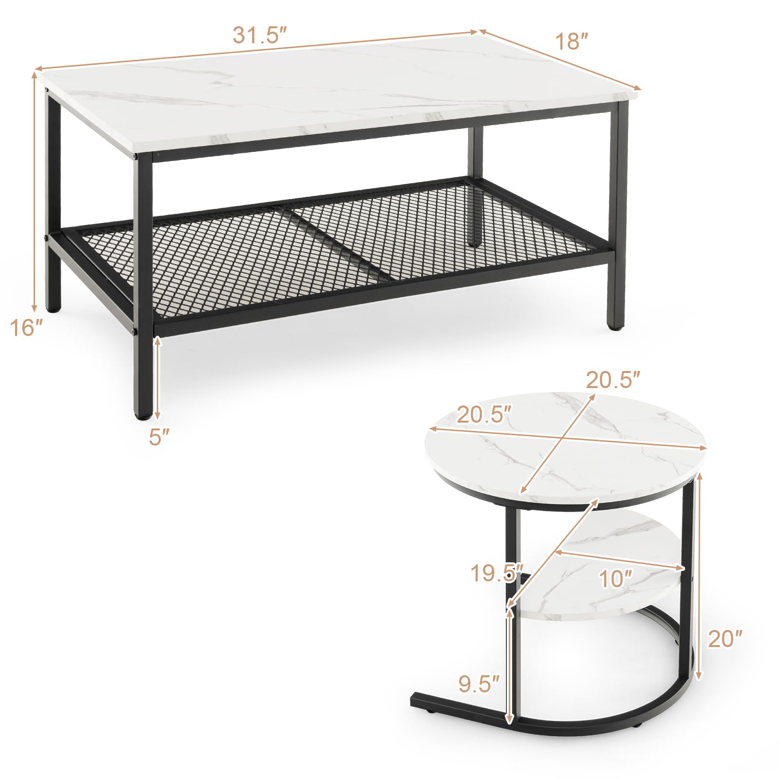 Giantex Nesting Coffee Table Set