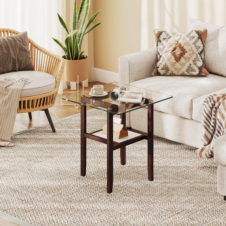 Giantex Small Coffee Table 24" Glass End Table