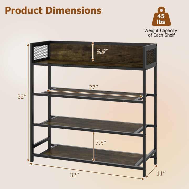 Giantex 4-Tier Industrial Shoe Storage Organizer with Heavy Duty Metal Frame
