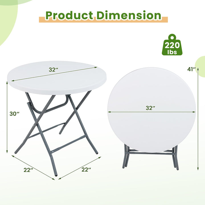 Giantex 32” Round Folding Table, HDPE Foldable Card Table for Party Wedding Event Picnic Commercial Banquet