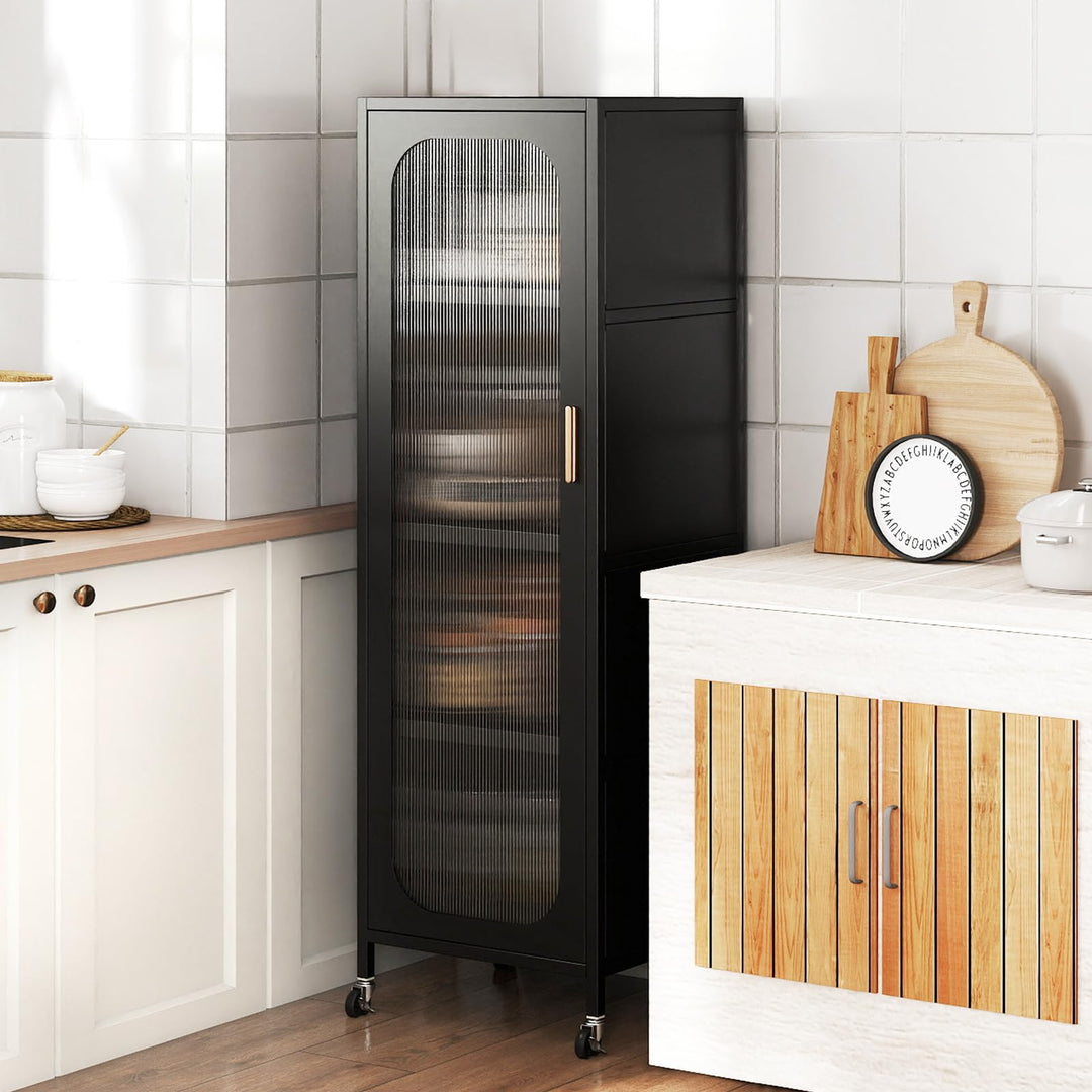 Giantex 5-Tier Mobile Storage Cabinet Tall Narrow Metal Kitchen Pantry