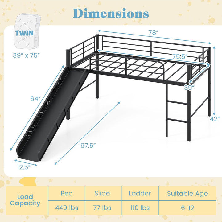 Giantex Low Loft Bed with Slide