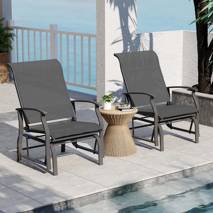 Giantex 2-Pack Outdoor Glider Rocking Chairs with Ergonomic Backrest & Seat