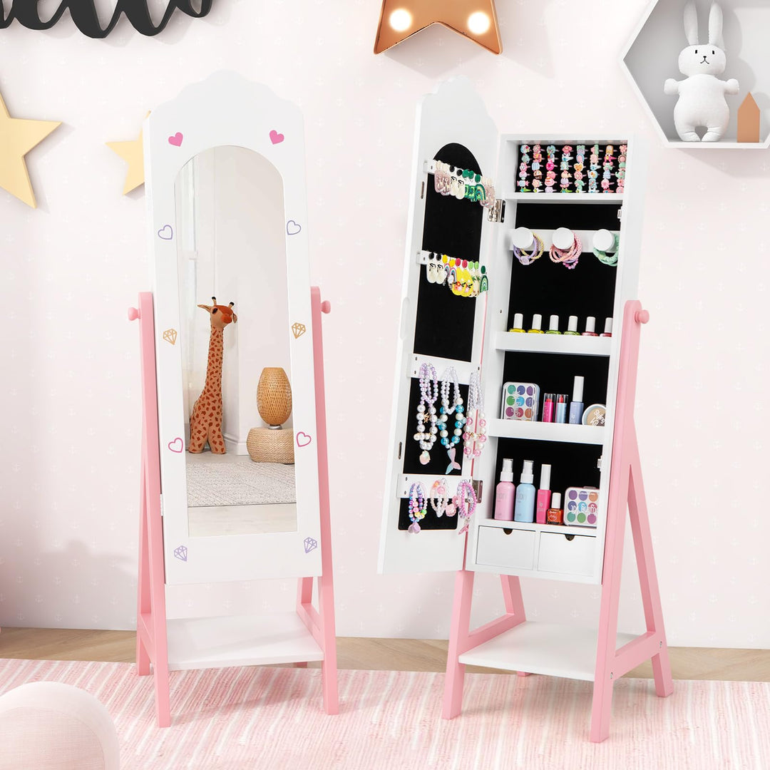 CHARMAID Kids Jewelry Organizer with Full Length Mirror