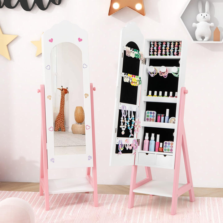 CHARMAID Kids Jewelry Organizer with Full Length Mirror