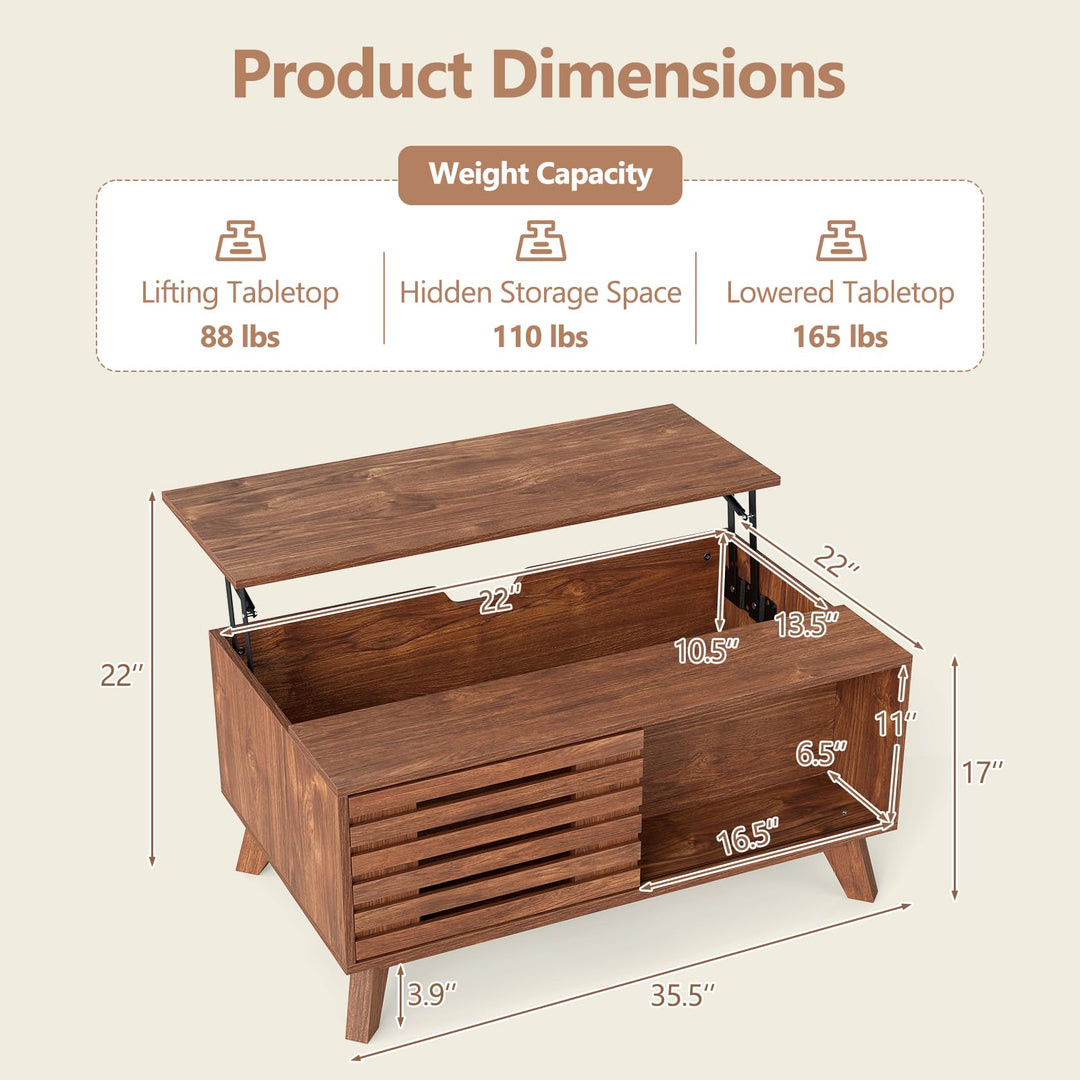 GIANTEX 35.5" Lift Top Coffee Table with Storage for Living Room