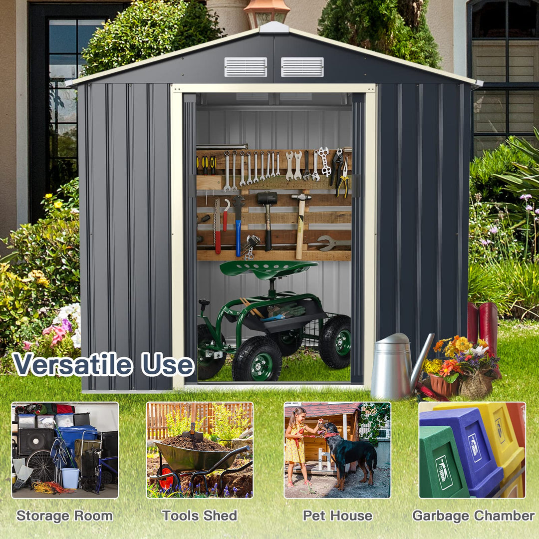 Outdoor Storage Shed with Double Sliding Door