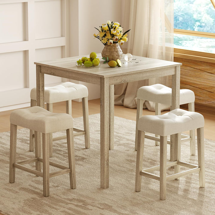 Giantex 24" Bar Stools Set of 2/4, Upholstered Counter Height Saddle Bar Stools