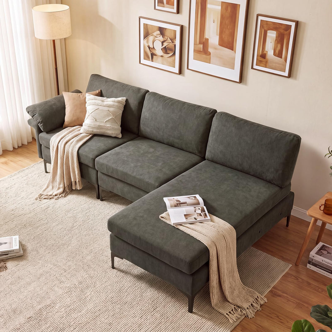 GIANTEX 95" L-Shaped Modular Sectional Sofa with Storage &amp; Charging Station