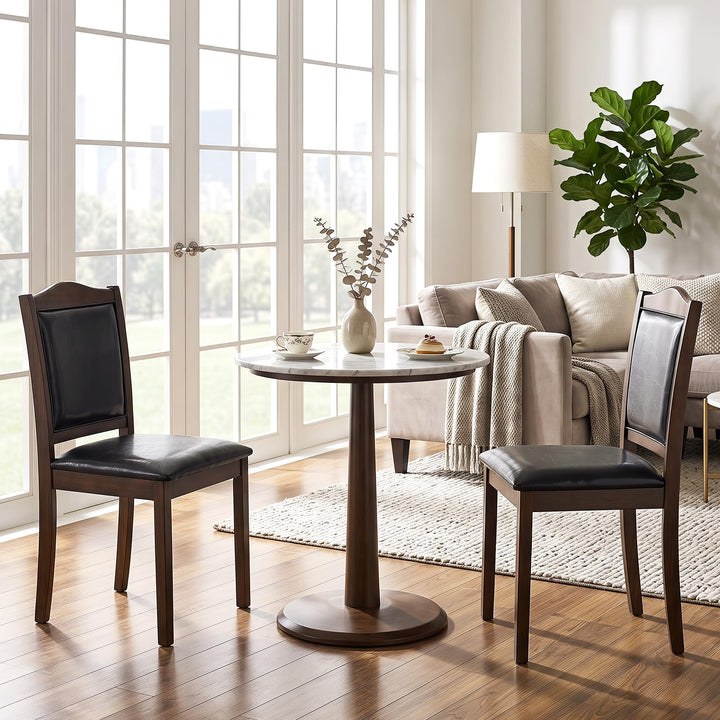 GIANTEX Wooden Dining Chairs Set of 2/4 Faux Leather Padded Seat &amp; Back