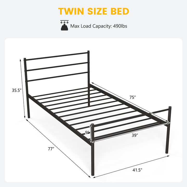 Giantex Twin Size Metal Bed Frame with Headboard & Footboard, 13.5 Inch Platform Bed Frame