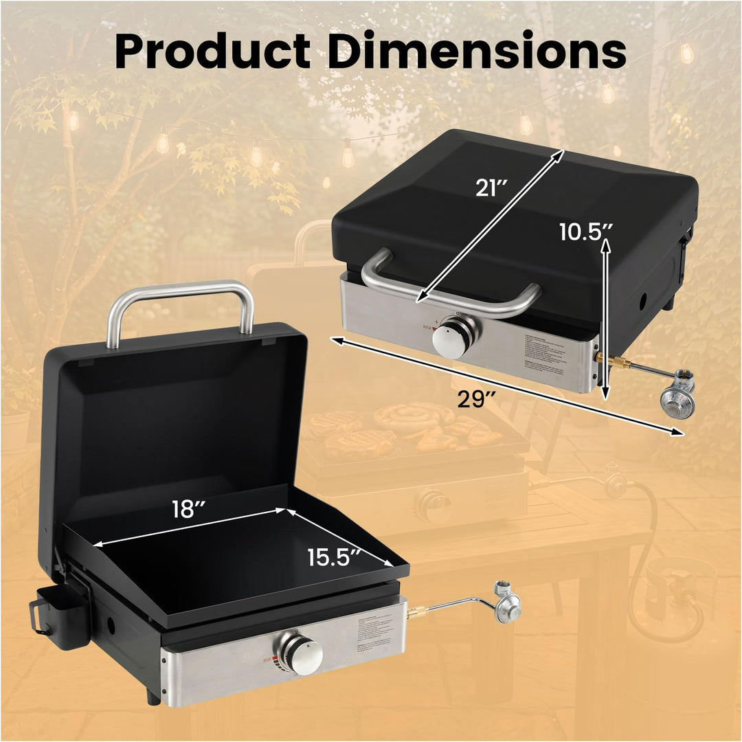Giantex 1-Burner 12,500 BTU Portable Propane Gas Griddle with Lid