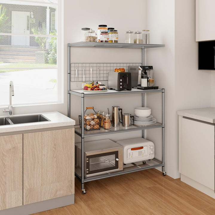 Giantex 4-Tier Microwave Stand, Microwave Cart with Adjustable Shelves