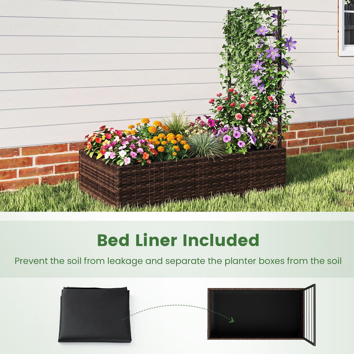 GIANTEX 44" Rattan Raised Garden Bed with Trellis (1/2)