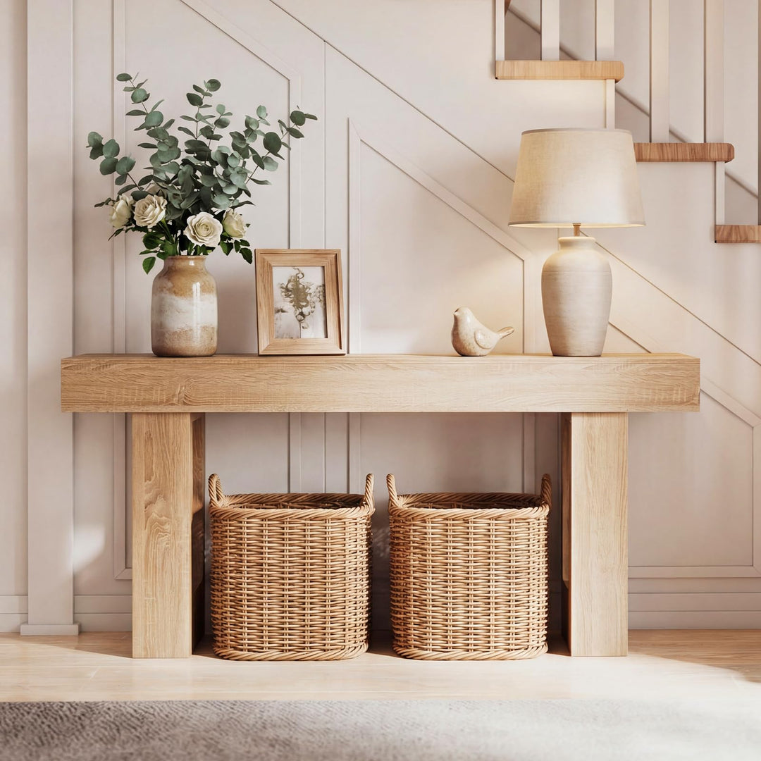 Giantex 63" Farmhouse Wooden Narrow Entryway Console Table