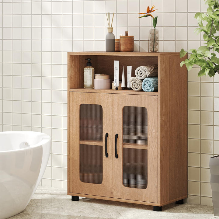 Giantex Bathroom Storage Cabinet with 2 Doors &amp; 3-Level Adjustable Shelf