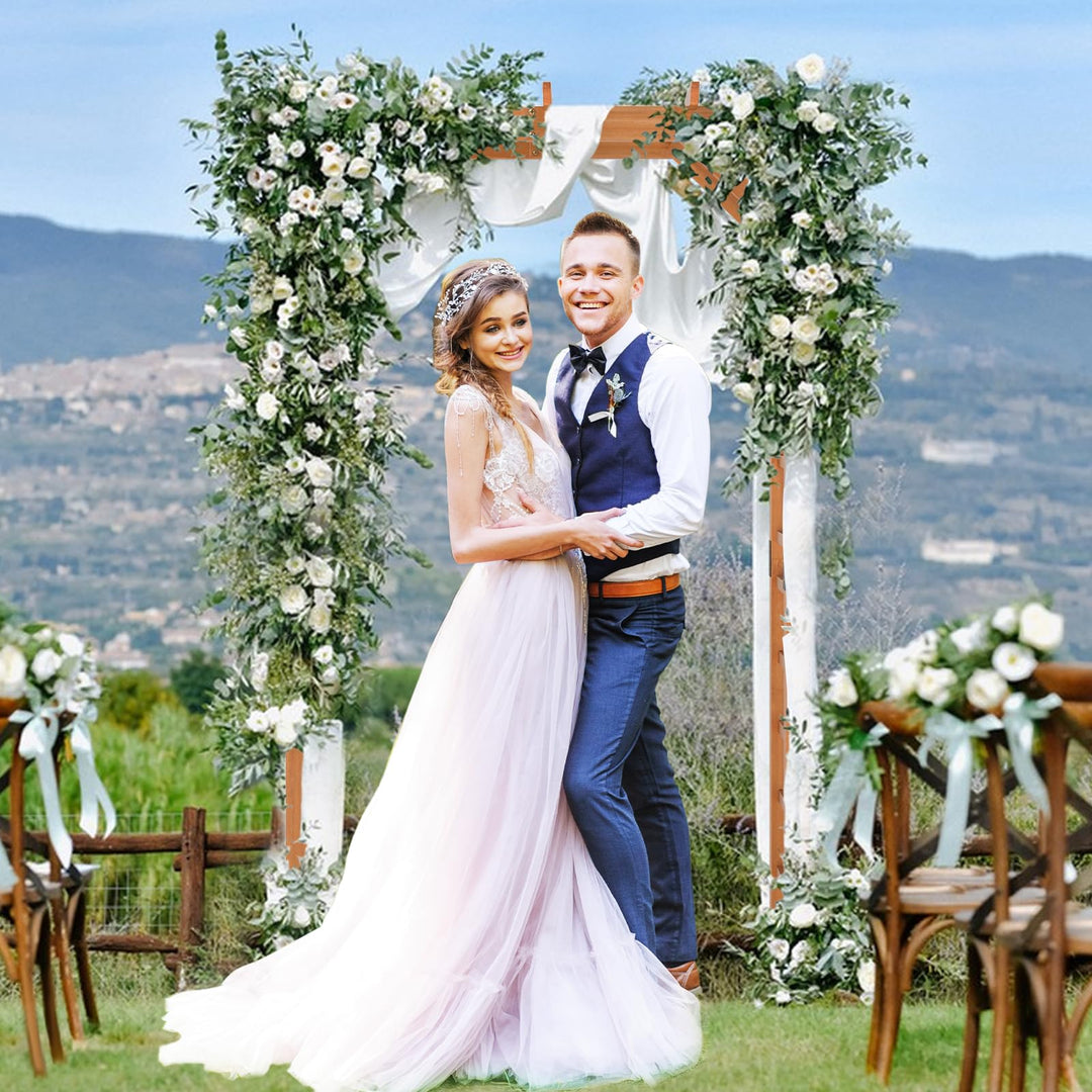 Giantex 7FT Wood Garden Arbor Trellis for Ceremony Party