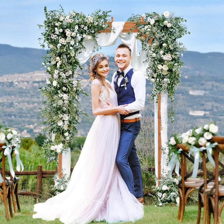 Giantex 7FT Wood Garden Arbor Trellis for Ceremony Party