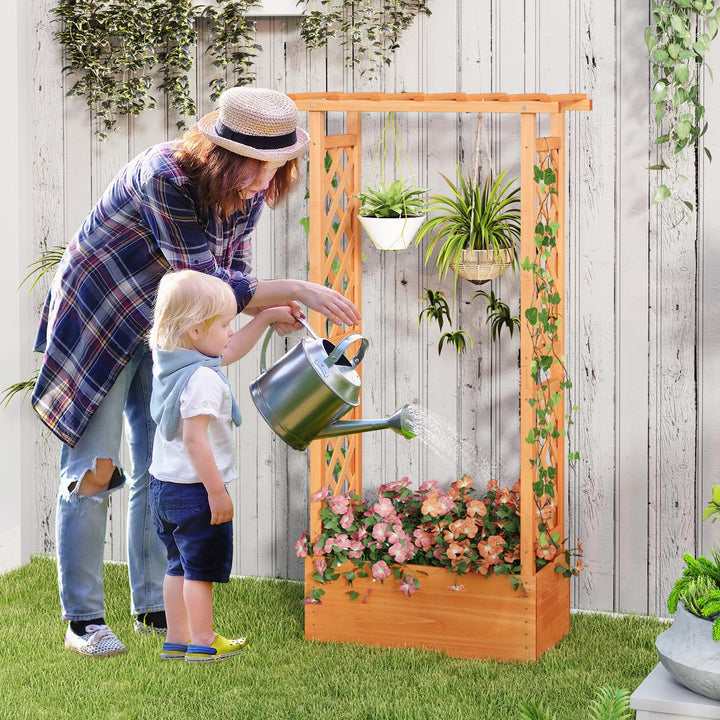 31" x 12.5" x 60" Raised Garden Bed with 2-Sided Trellis & Hanging Roof