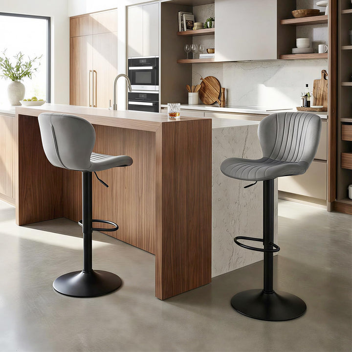 Giantex Bar Stools Set of 2/4 | Adjustable Counter Height Chairs with Velvet Upholstered Backrests