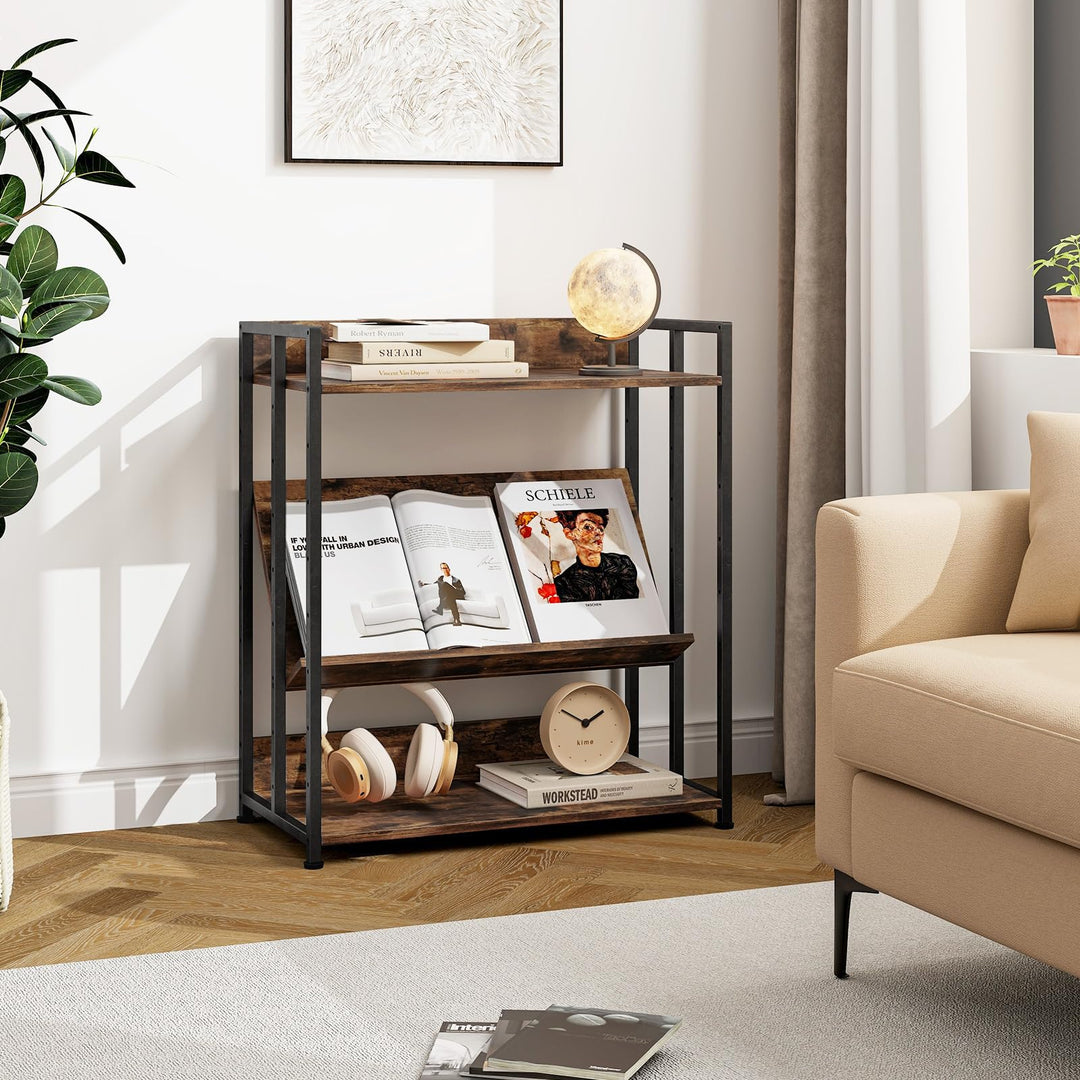 Giantex 3-Tier Bookshelf, Industrial 32" Tall Small Book Shelf with Adjustable Shelves