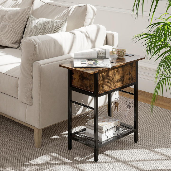 Giantex End Table | Flip Top Bedside Night Stand w/USB &amp; Type-C Ports (1/2)