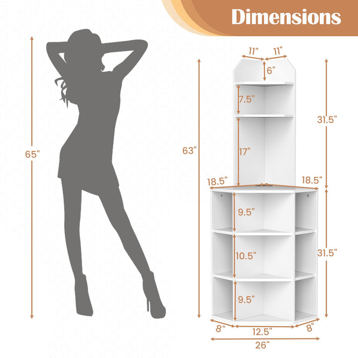 Giantex 6-Tier Corner Shelf with Charging Station, 63" Tall Corner Bookshelf with 2 USB Ports & 2 Outlets