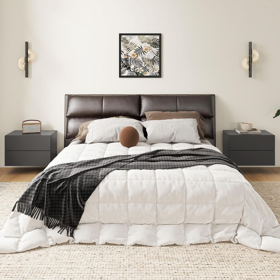 Giantex Floating Nightstand Set of 1/2, Wood Wall Mounted Nightstands