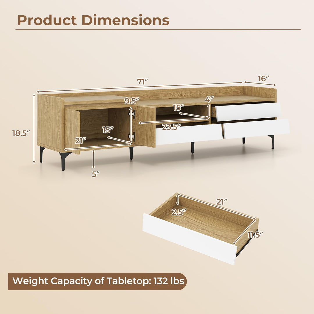 Giantex Modern TV Stand for 80" Television with Open Shelf