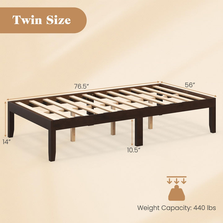 Giantex 14 Inch Twin Wood Platform Bed Frame, Minimalist Twin Bed Frame with Wooden Slats Support & Rubber Wood Legs