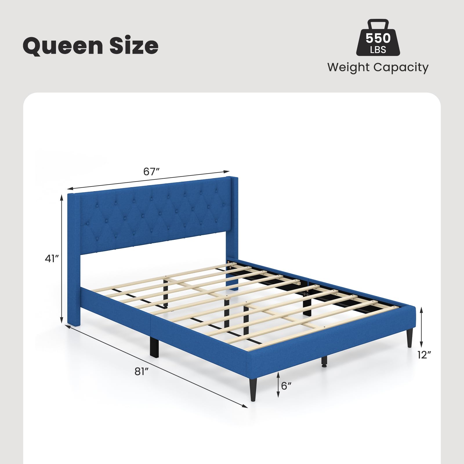 Giantex Platform Bed Frame with Wingback