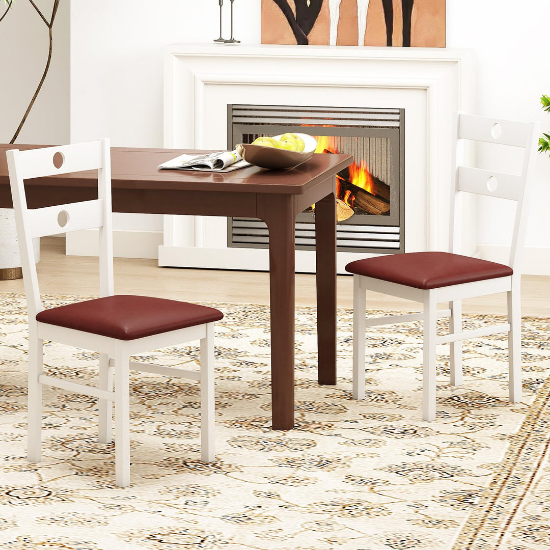 Giantex PU Leather Upholstered Kitchen Chairs w/Hollowed Backrest & Padded Seat