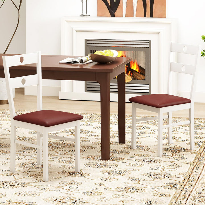 Giantex PU Leather Upholstered Kitchen Chairs w/Hollowed Backrest & Padded Seat