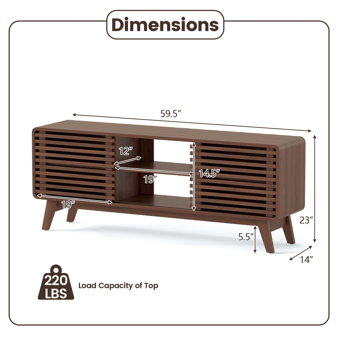Giantex TV Stand for 60/65 Inch TV | Mid-Century Modern Entertainment Center with Storage Cabinet