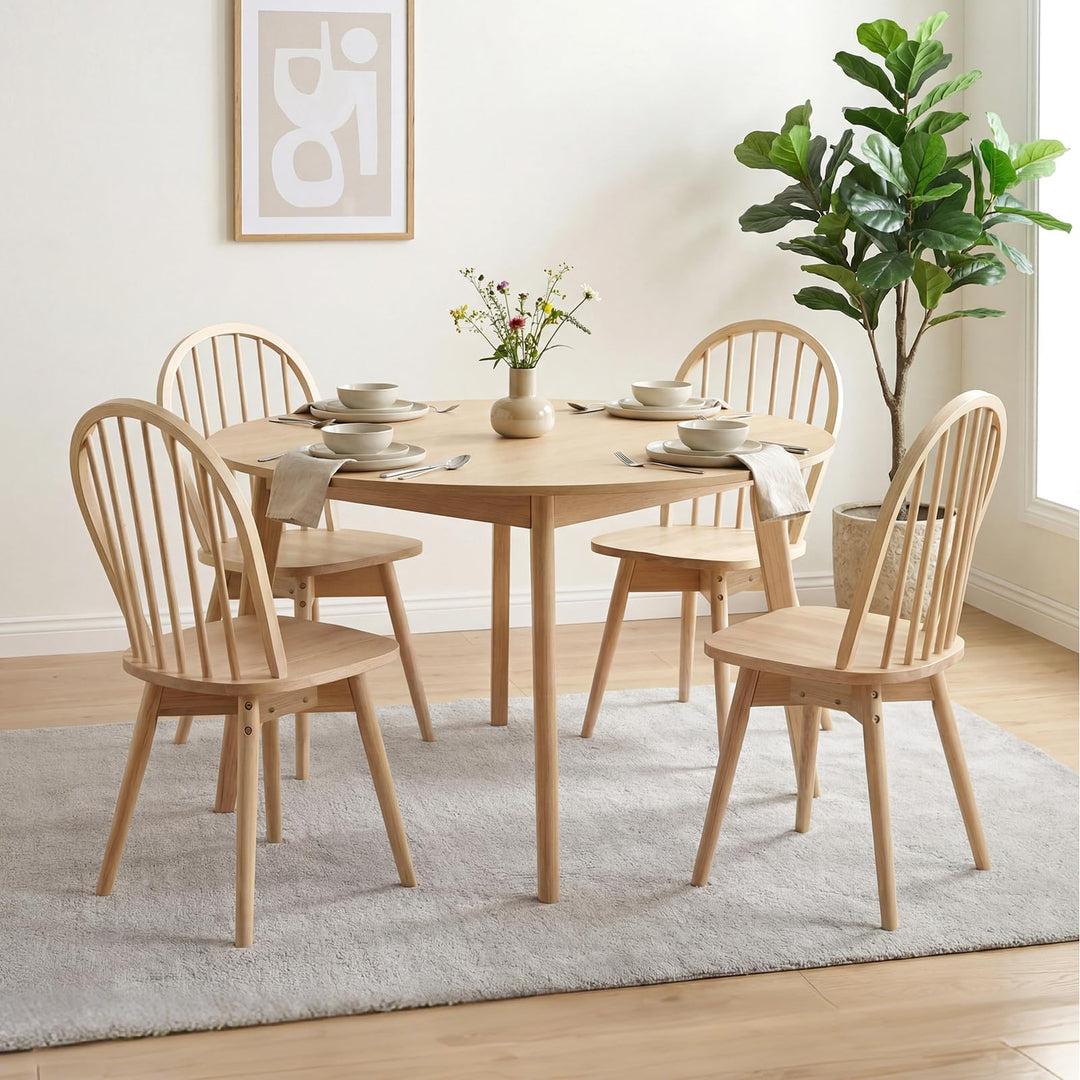 Giantex Windsor Dining Chairs Set of 2/4 Farmhouse Swivel Kitchen Chairs with Spindle Back