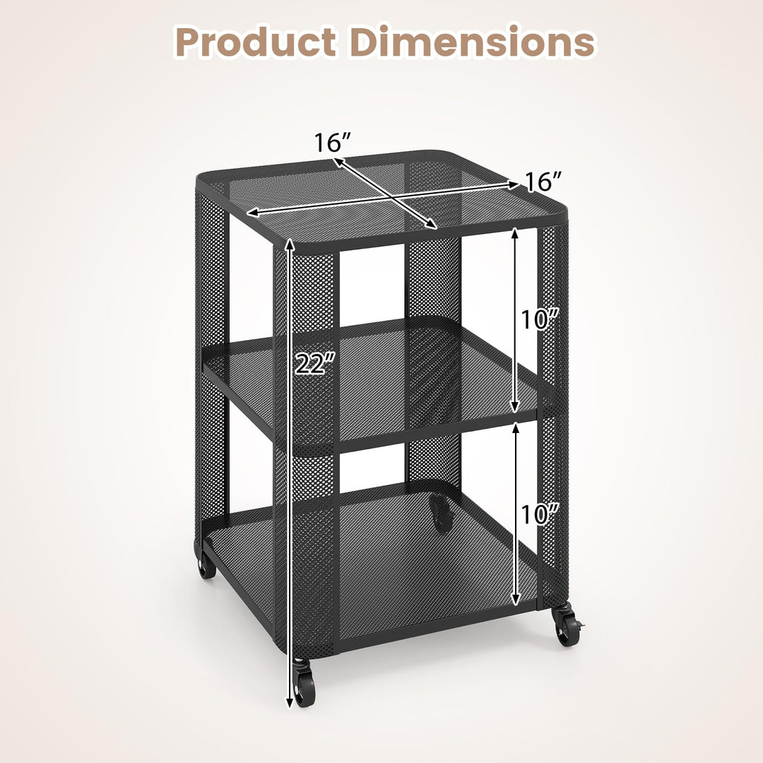 Giantex 3-Tier End Table | Rolling Side Table w/Open Storage Shelves (1/2)