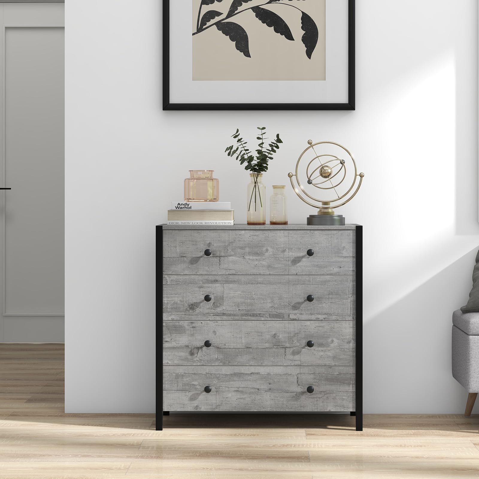 Giantex Dresser for Bedroom with 4 Storage Drawers - Modern Chest of Drawers