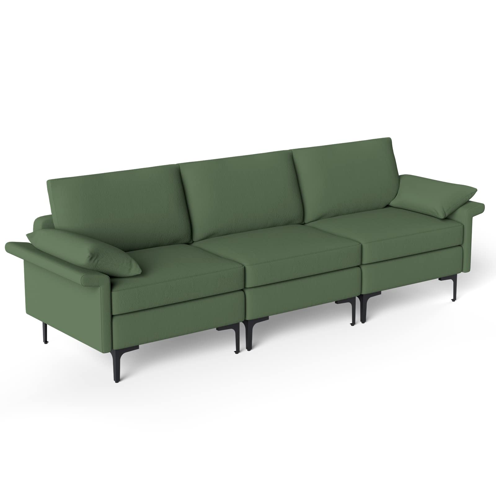 Giantex 3-Seat Sectional Sofa Couch, 100.5" L Convertible Sleeper with USB Port & Outlet