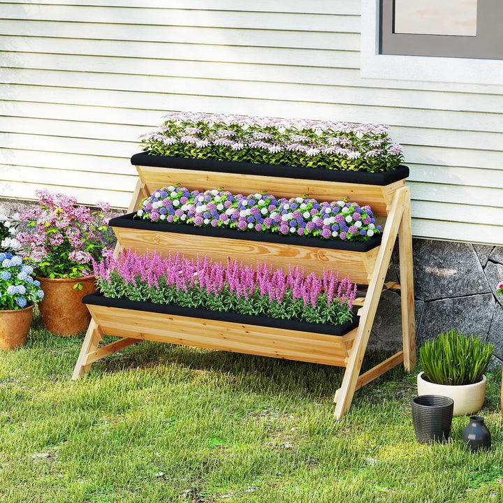 Giantex 3-Tier Vertical Raised Garden Bed Wood Elevated Planter Box with Legs