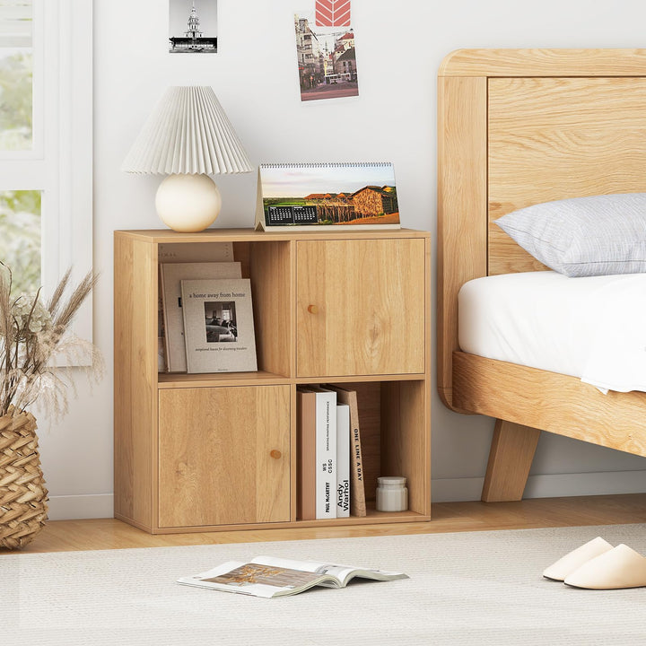Giantex 4 Cube Bookcase, 2-Tier Freestanding Book Shelf with Open Compartments