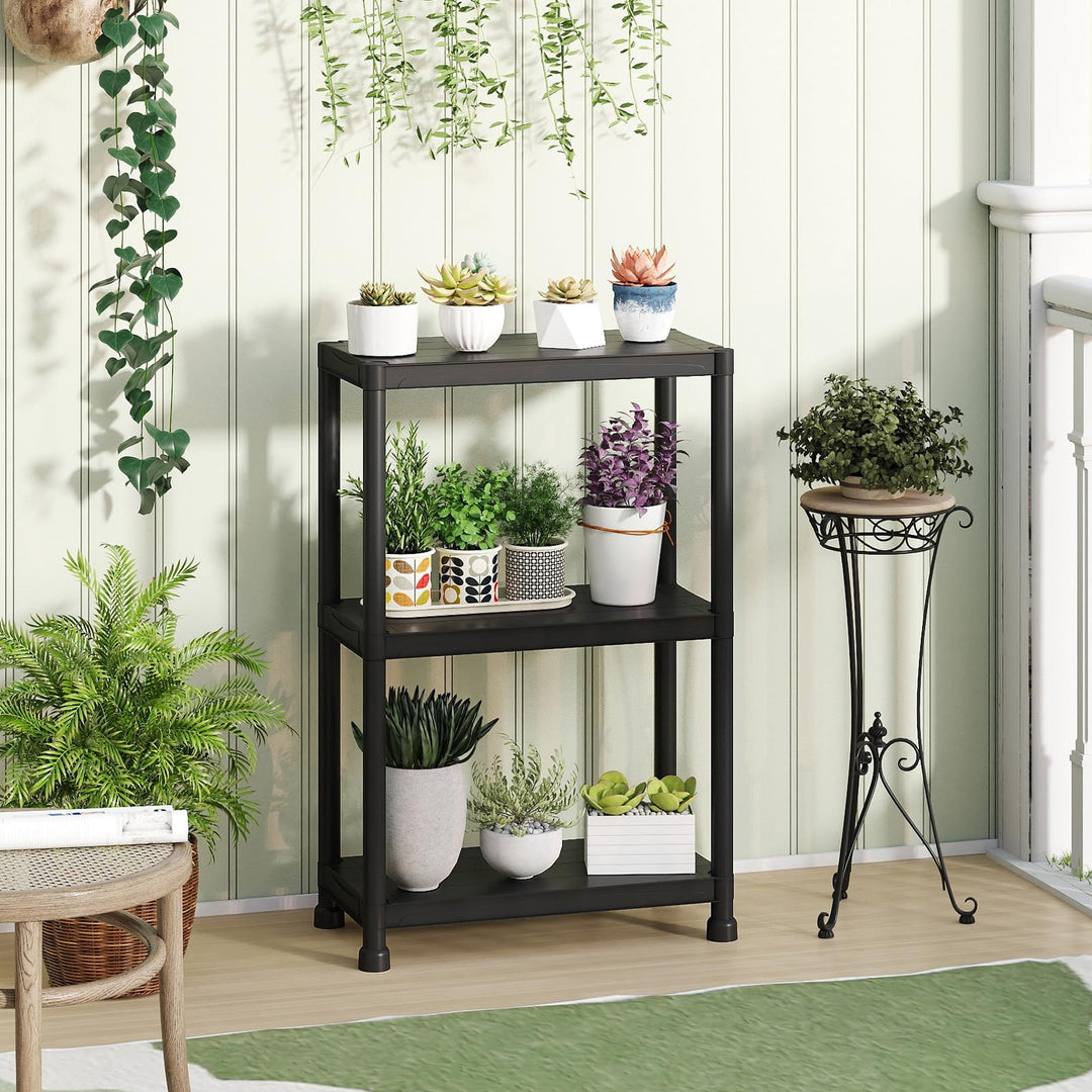 Giantex 3-Tier Heavy-Duty Plastic Storage Shelves (24" x 12.5" x 37")