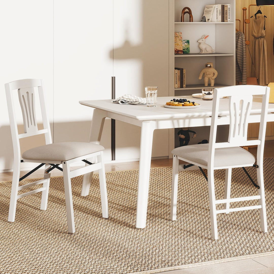 Folding Kitchen Chairs Set of 2/4 Upholstered Dining Chairs with Comfy Padded Seats