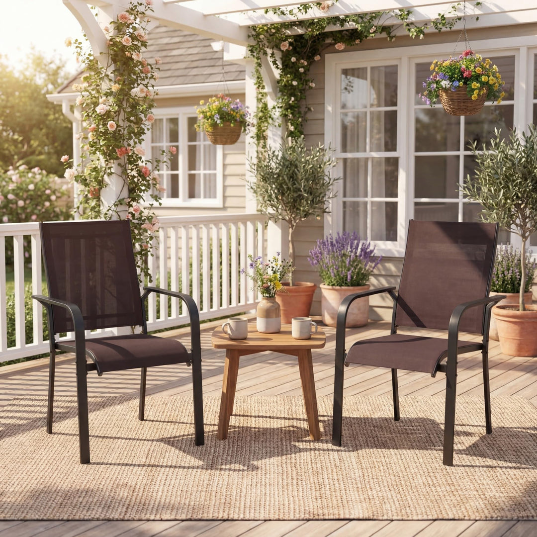 Giantex Patio Chairs Set of 2/4/6 Stackable Outdoor Dining Chairs