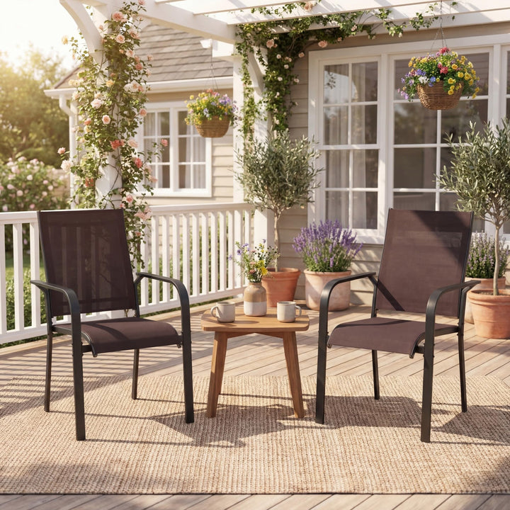 Giantex Patio Chairs Set of 2/4/6 Stackable Outdoor Dining Chairs