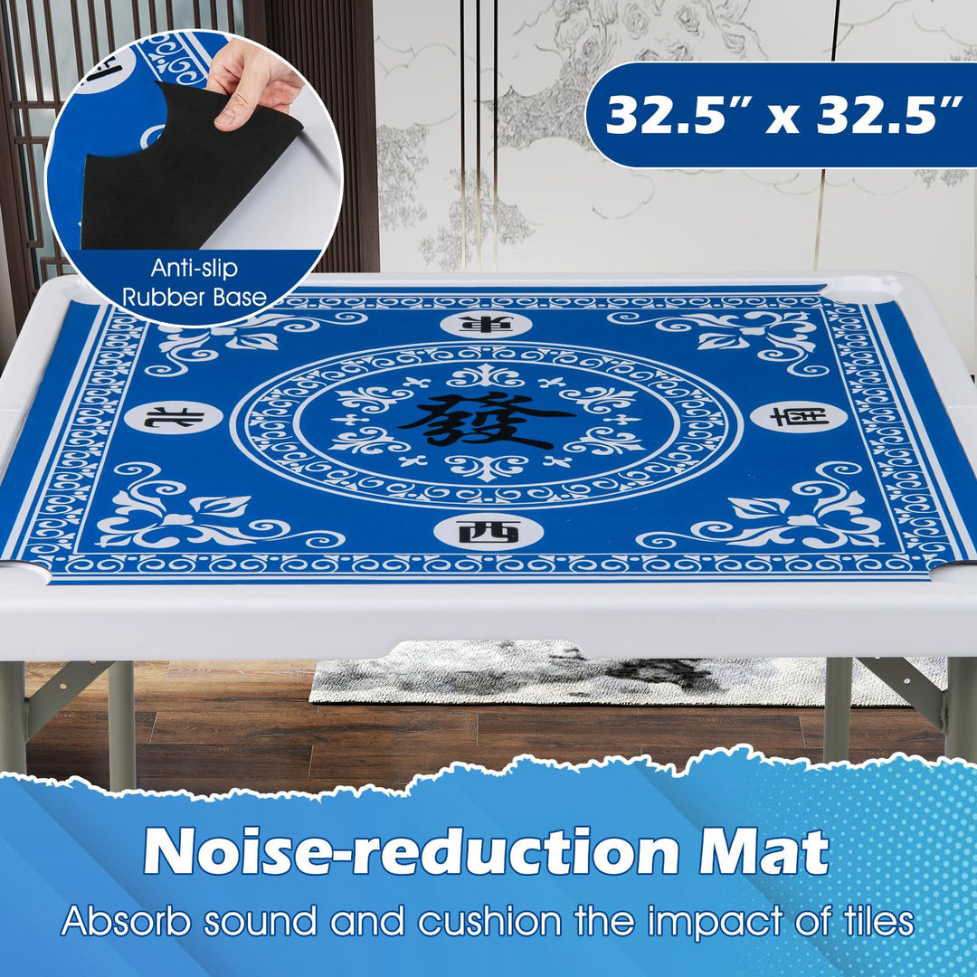 Giantex Folding Mahjong Table 35" Square Card Table with Cup Holders