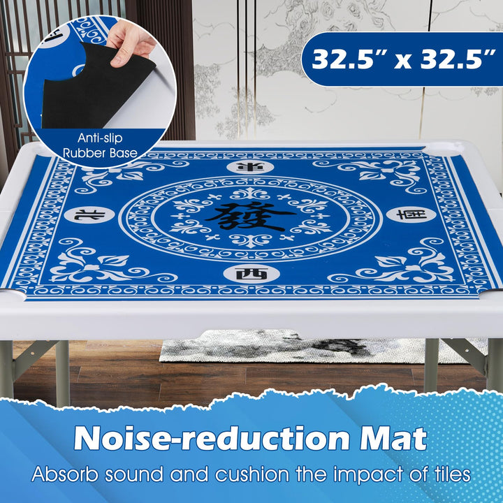 Giantex Folding Mahjong Table 35" Square Card Table with Cup Holders