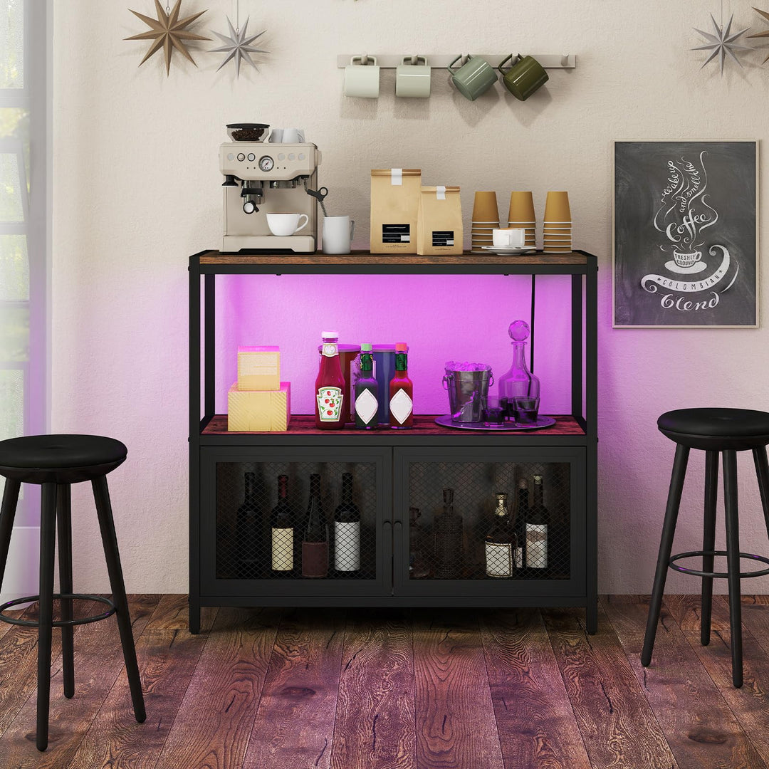 Giantex Wine Cabinet with LED Lights for Kitchen Living Room